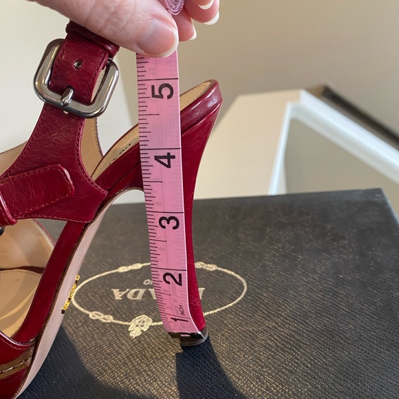 Prada Platform Red Sandals Slingback Heels - Picture 14 of 14
